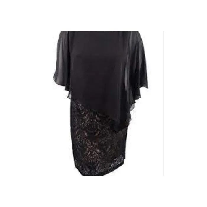 Connected Women's Lace & Chiffon Popover Dress Black Size 12 sold by Zulily product image thumbnail 2