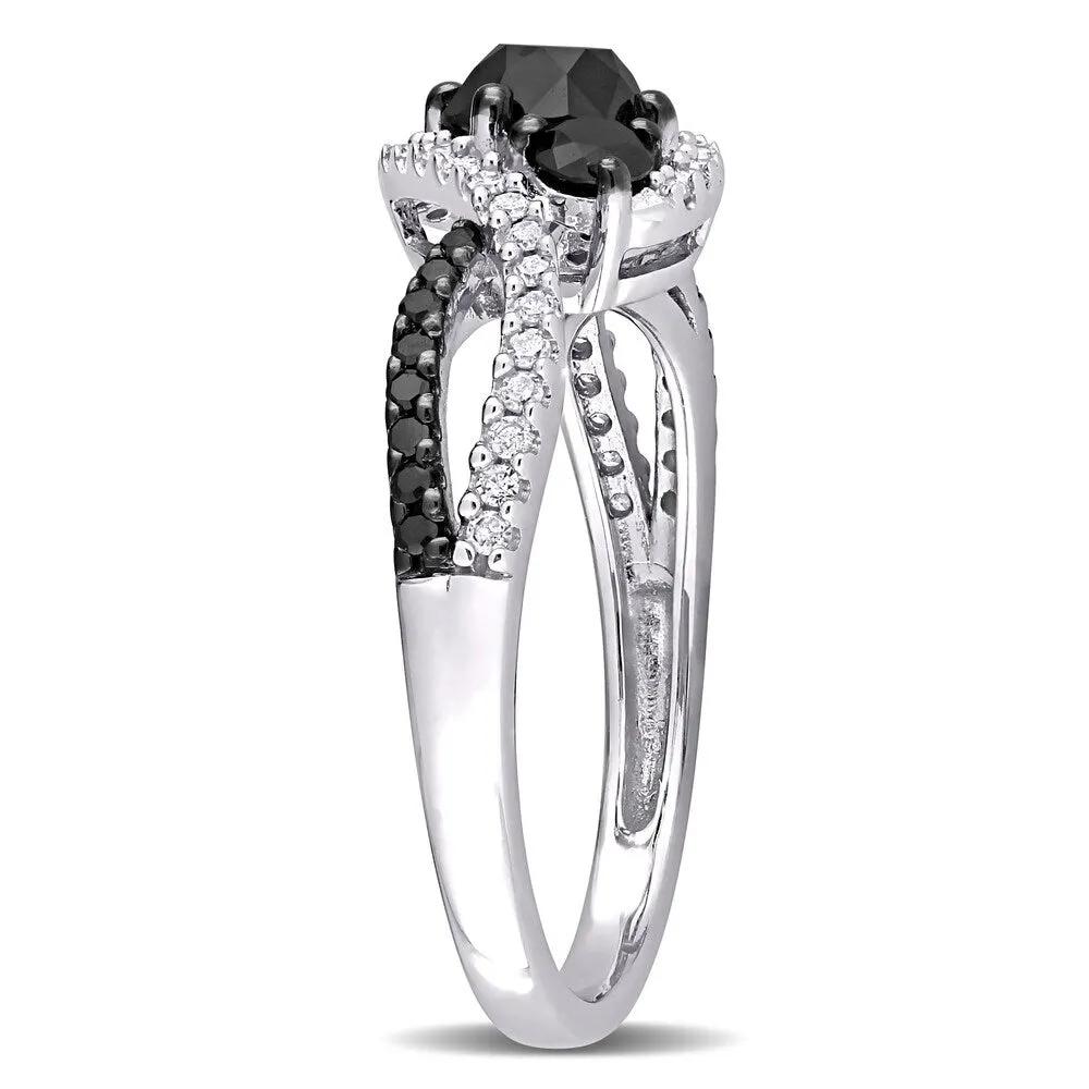 Miadora 10k White Gold 1ct TDW Black & White Diamond 3-stone Swirl Infinity Engagement Ring sold by Zulily product image thumbnail 3