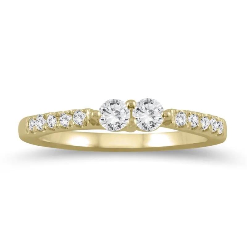 3/8 Carat TW Two Stone Diamond Ring in 10K Yellow Gold sold by Zulily