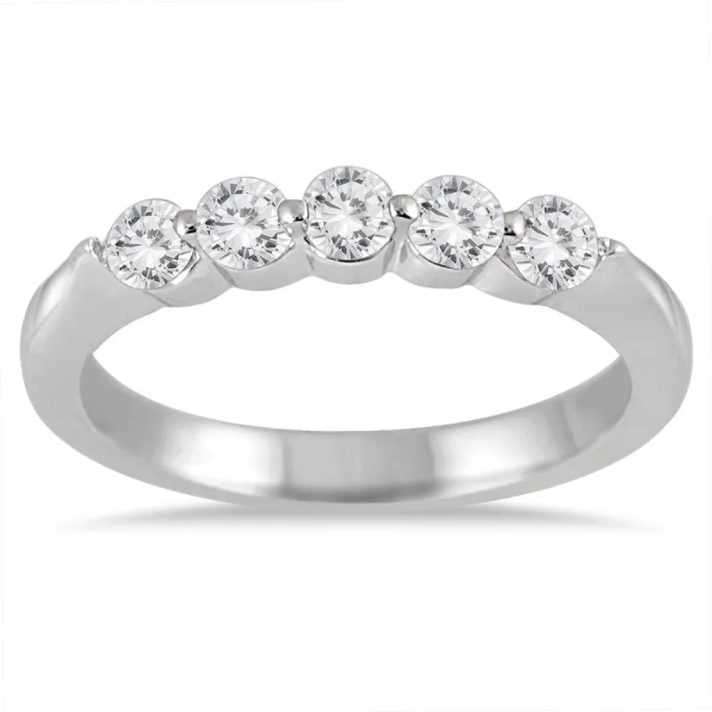 Marquee Jewels 10k White Gold 1/2ct TDW 5-stone Diamond Band sold by Zulily