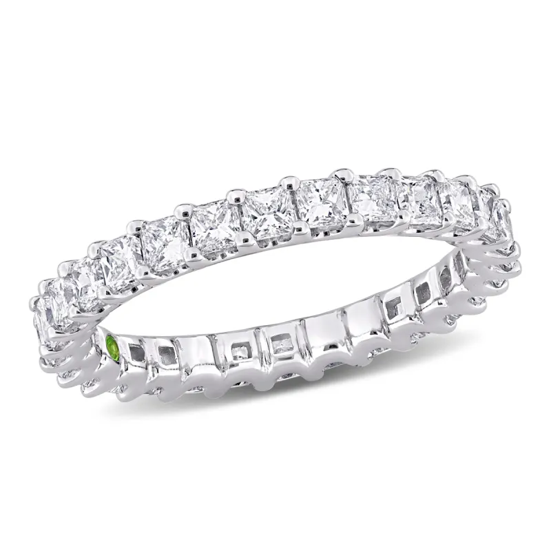 Created Forever 2ct TDW Princess-Cut Lab-Grown Diamond and Tsavorite Accent Eternity Ring in 14k White Gold sold by Zulily