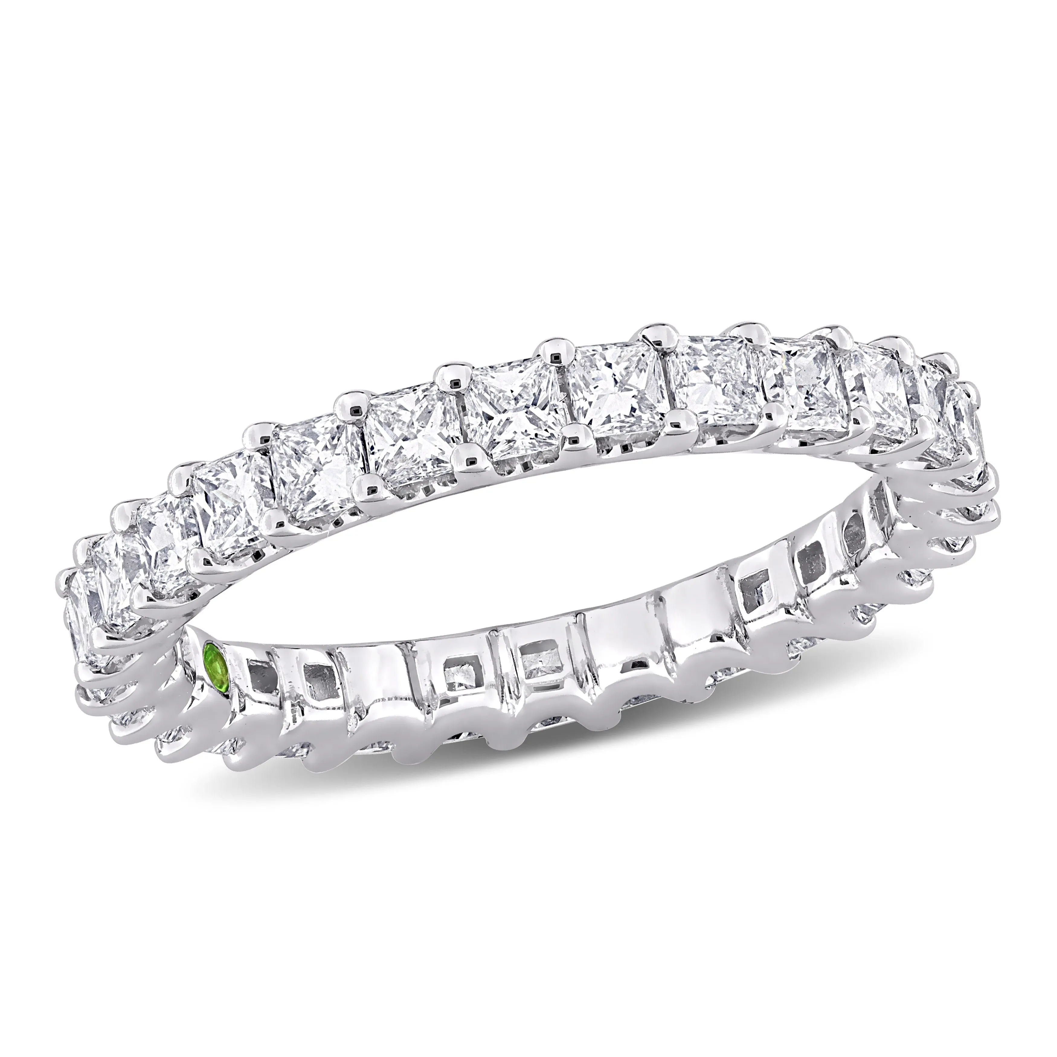 Created Forever 2ct TDW Princess-Cut Lab-Grown Diamond and Tsavorite Accent Eternity Ring in 14k White Gold sold by Zulily