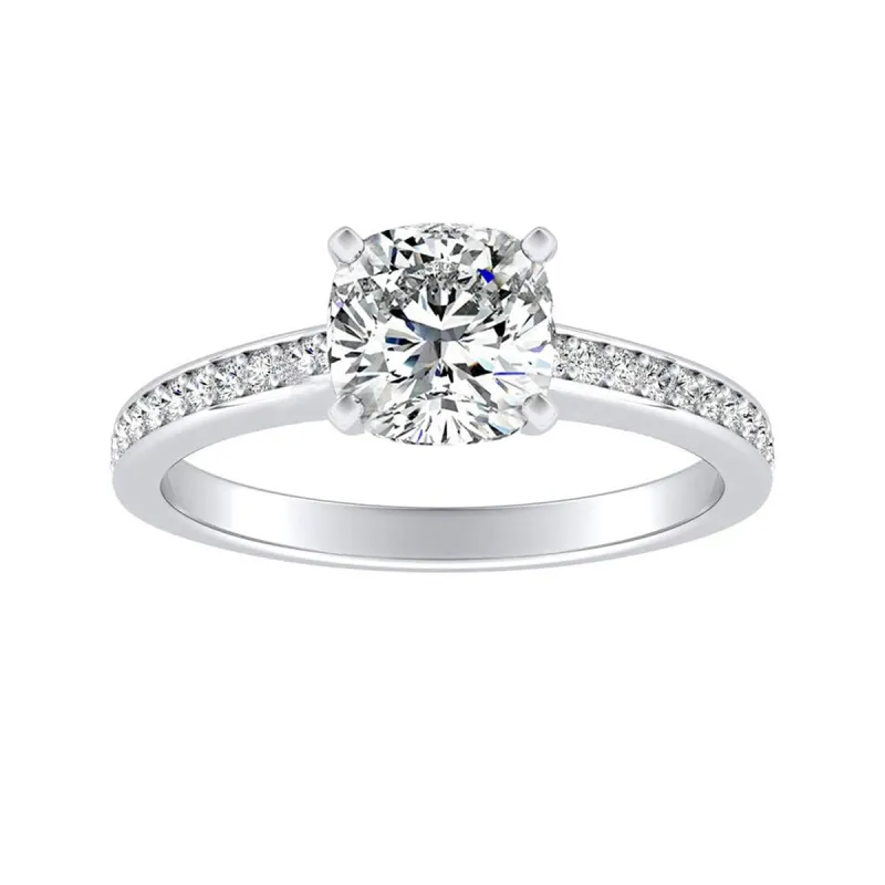 Auriya 3/4ct Cushion-cut Moissanite and Diamond Engagement Ring 14k Gold 1/6ct TDW sold by Zulily
