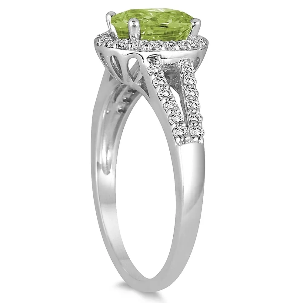1 1/4 Carat Oval Peridot and Diamond Ring in 10K White Gold sold by Zulily product image thumbnail 2