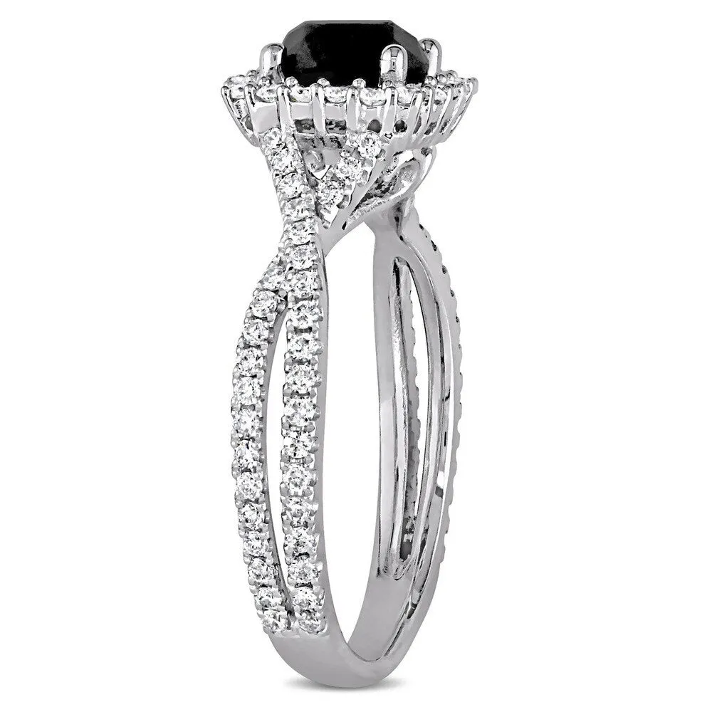 Miadora Signature Collection 14k White Gold 1-1/2ct TDW Black and White Diamond Halo Crossover Engag sold by Zulily product image thumbnail 2