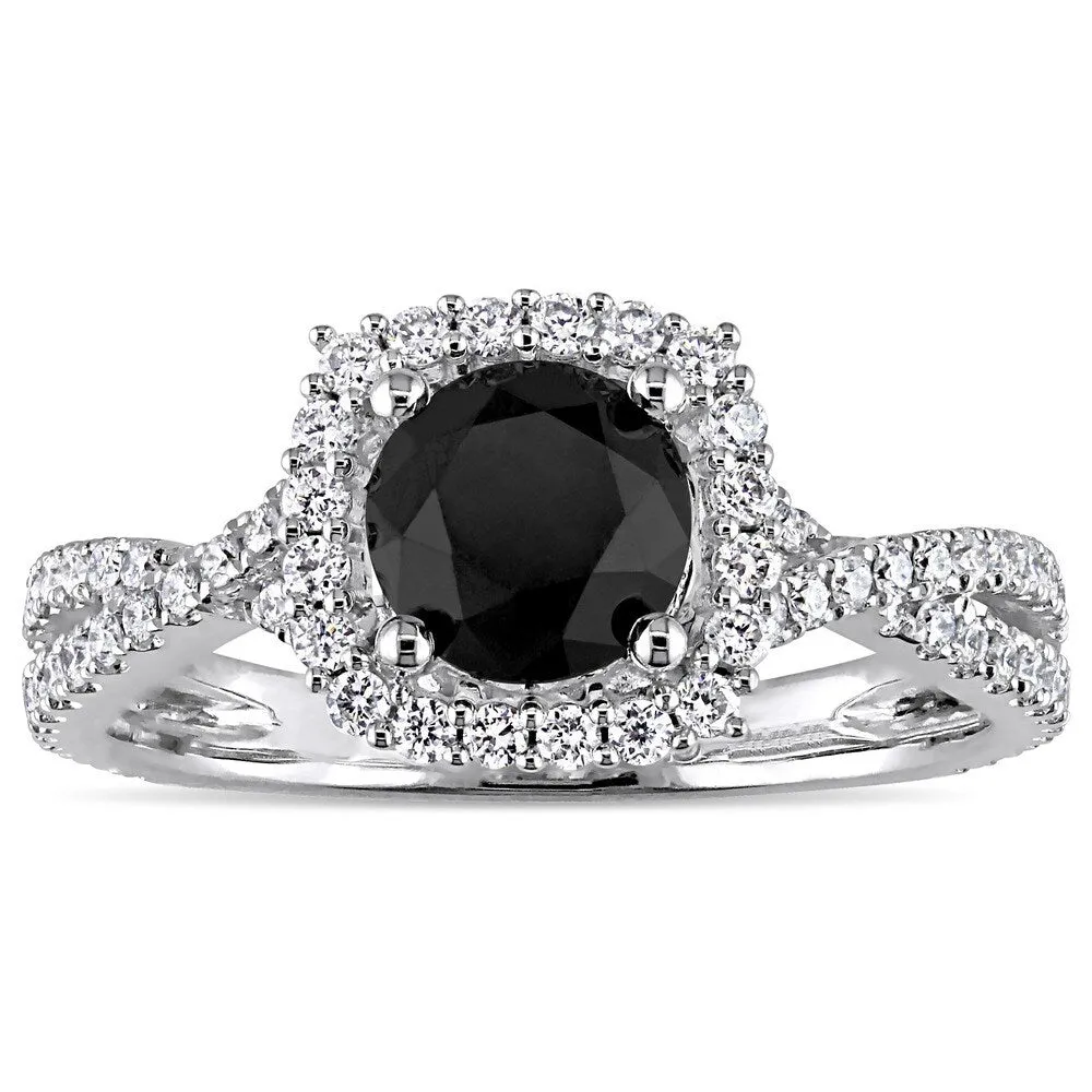 Miadora Signature Collection 14k White Gold 1-1/2ct TDW Black and White Diamond Halo Crossover Engag sold by Zulily