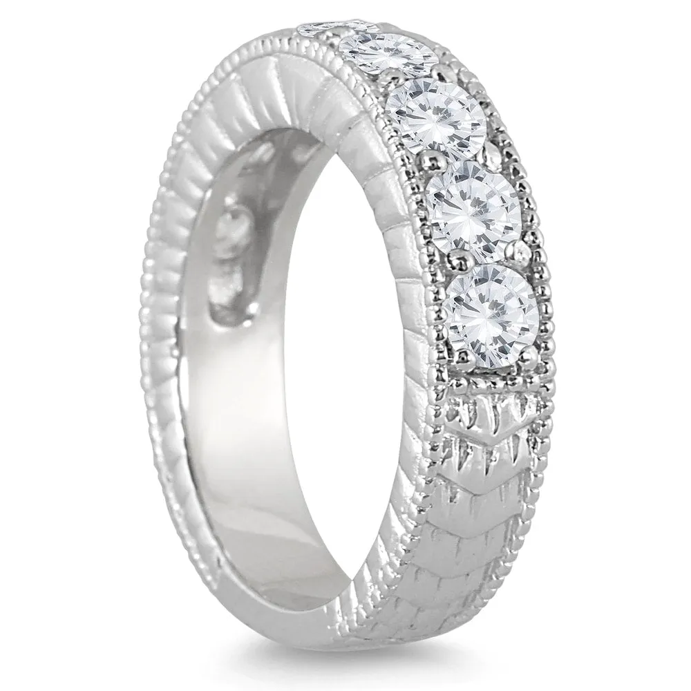 Marquee Jewels 10K White Gold 1 1/2ct TDW Engraved Antique Styled Channel Band (J-K, I2-I3) sold by Zulily product image thumbnail 2