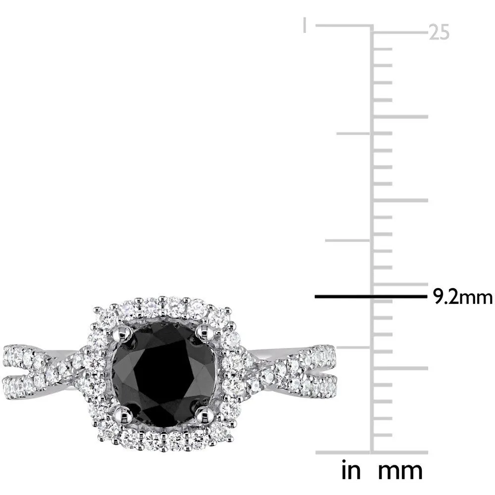 Miadora Signature Collection 14k White Gold 1-1/2ct TDW Black and White Diamond Halo Crossover Engag sold by Zulily product image thumbnail 4