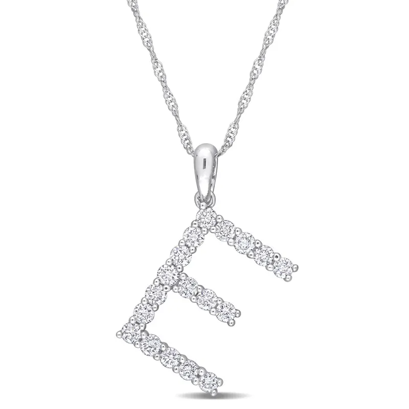 Miadora 1ct TDW Diamond 'E' Initial Necklace in 10k White Gold sold by Zulily