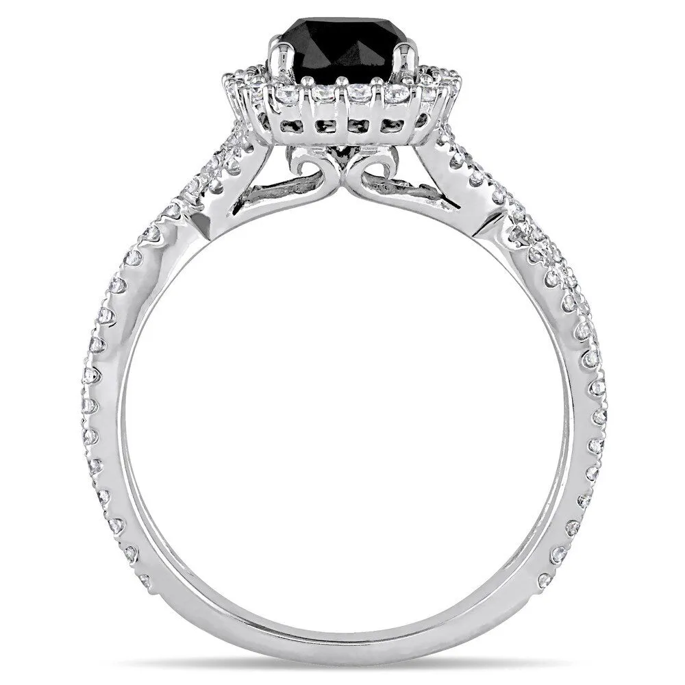 Miadora Signature Collection 14k White Gold 1-1/2ct TDW Black and White Diamond Halo Crossover Engag sold by Zulily product image thumbnail 3