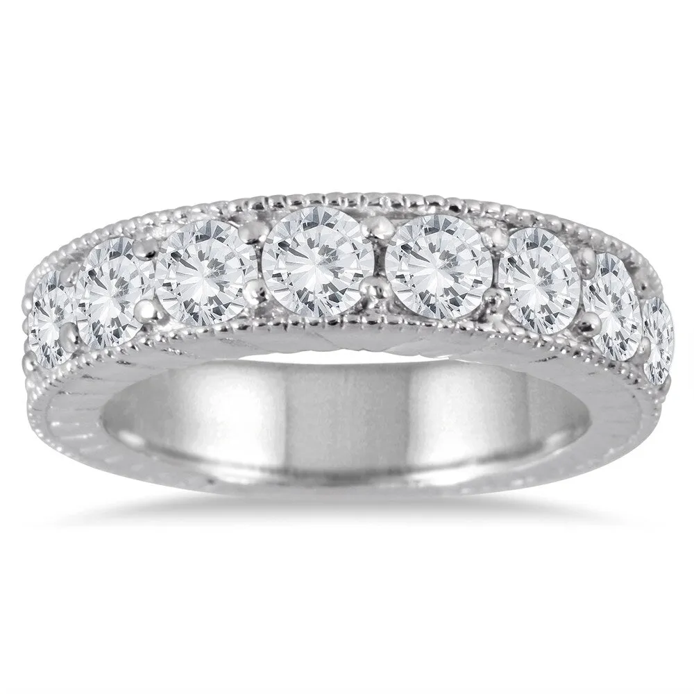 Marquee Jewels 10K White Gold 1 1/2ct TDW Engraved Antique Styled Channel Band (J-K, I2-I3) sold by Zulily