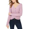 Hippie Rose Juniors' Twist-Front Button-Up Top Purple Size Large sold by Zulily