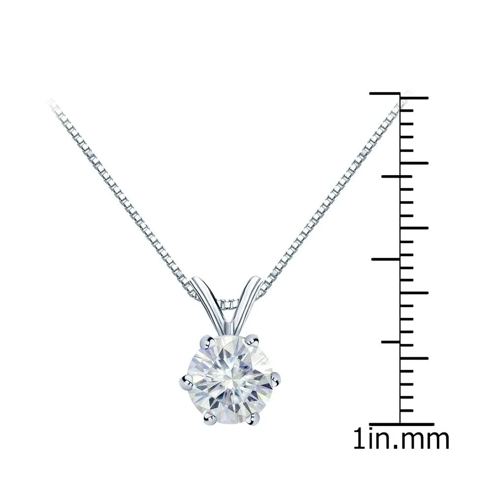 Auriya Round Solitaire Moissanite Necklace 1ctw 6-prong Basket Platinum - 6.5 mm - 6.5 mm sold by Zulily product image thumbnail 4