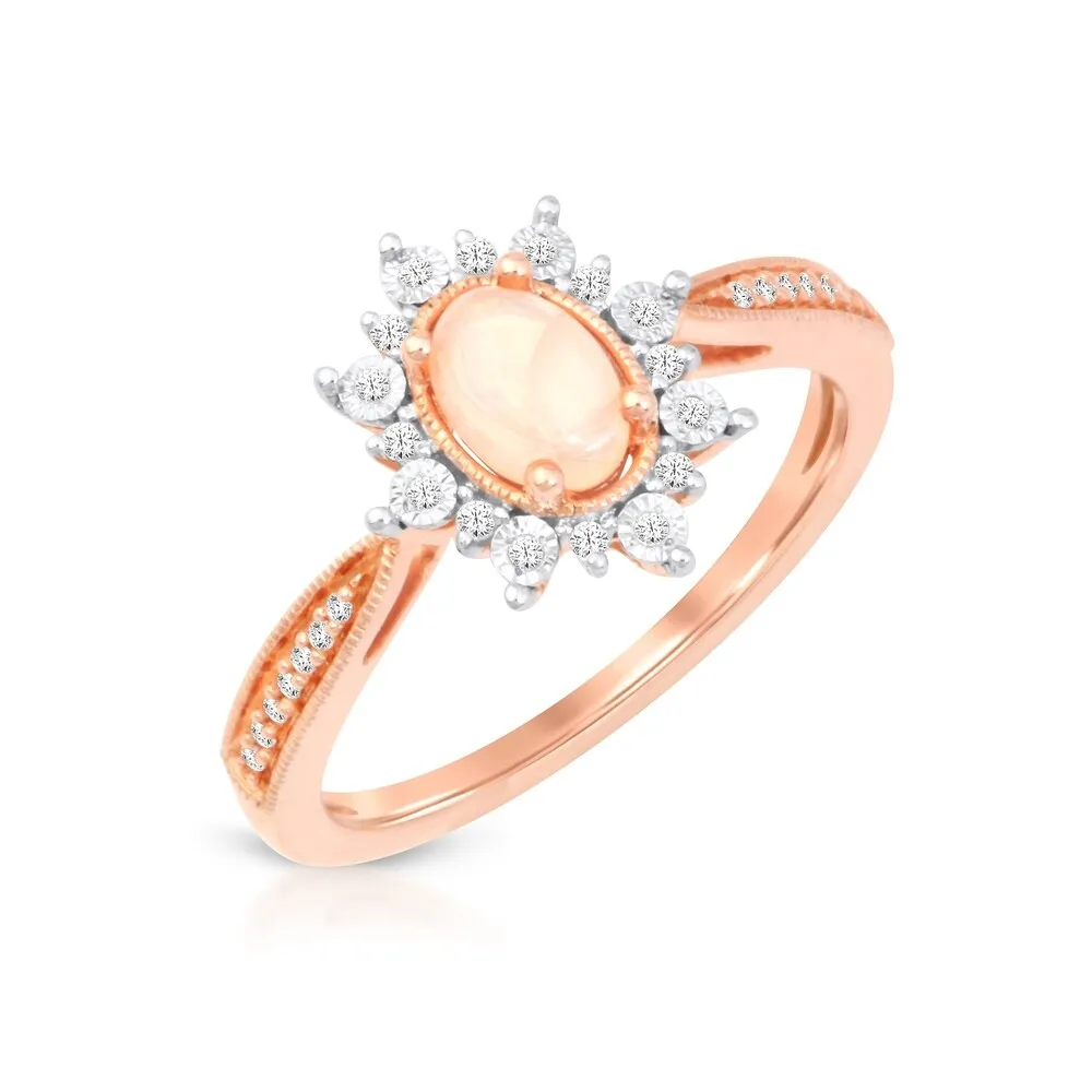 1/10ct TDW Diamond Ethiopian Opal Gemstone Halo Ring in 10k Rose Gold sold by Zulily product image thumbnail 2