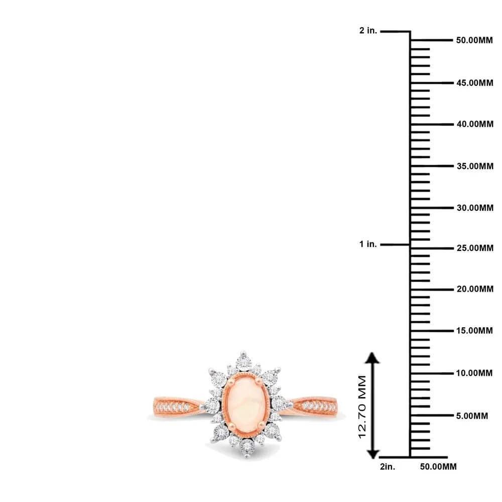 1/10ct TDW Diamond Ethiopian Opal Gemstone Halo Ring in 10k Rose Gold sold by Zulily product image thumbnail 4