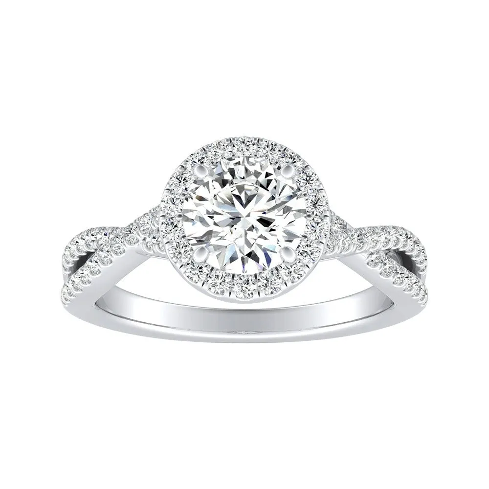 Auriya Round 2ct Moissanite and 1/3ctw Halo Diamond Engagement Ring 14K Gold sold by Zulily