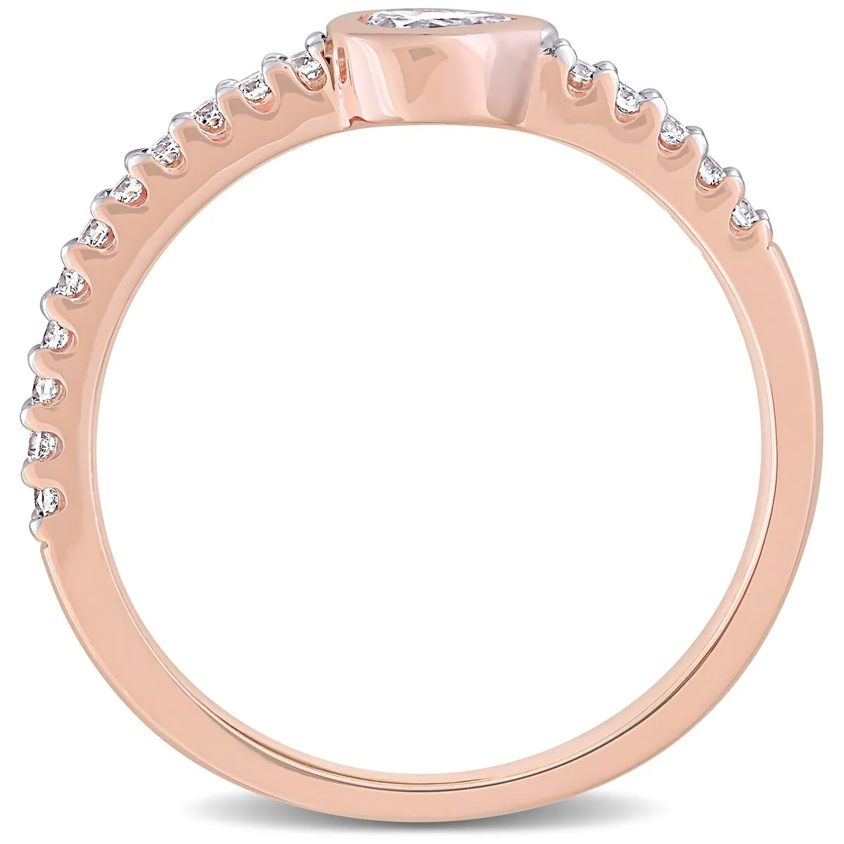 Miadora 14k Rose Gold 1/3ct TDW Pear and Round-cut Diamond Anniversary Wedding Band Ring sold by Zulily product image thumbnail 4