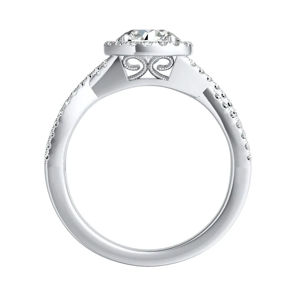 Auriya Round 2ct Moissanite and 1/3ctw Halo Diamond Engagement Ring 14K Gold sold by Zulily product image thumbnail 4