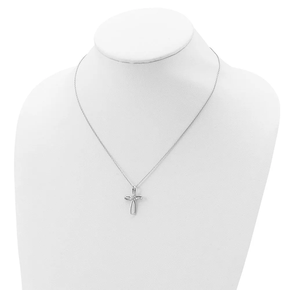 Curata Sterling Silver 18" Genuine Diamond Infinity Ribbon Cross Necklace - 17x35mm sold by Zulily product image thumbnail 3