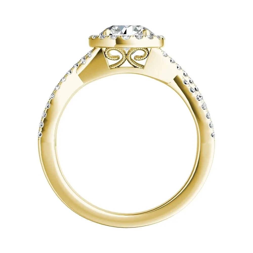 Auriya Round 2ct Moissanite and 1/3ctw Halo Diamond Engagement Ring 14K Gold sold by Zulily product image thumbnail 5