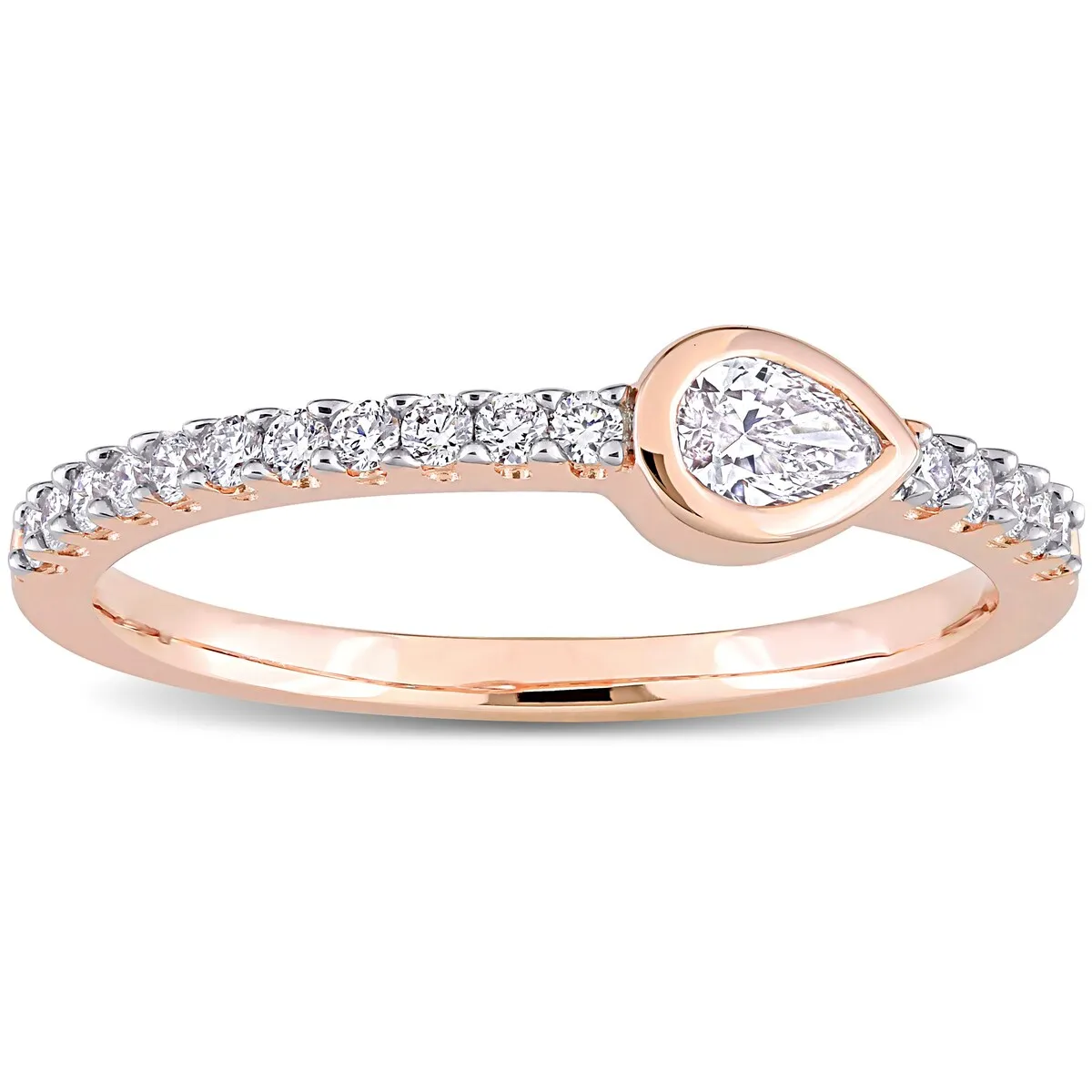 Miadora 14k Rose Gold 1/3ct TDW Pear and Round-cut Diamond Anniversary Wedding Band Ring sold by Zulily product image thumbnail 2