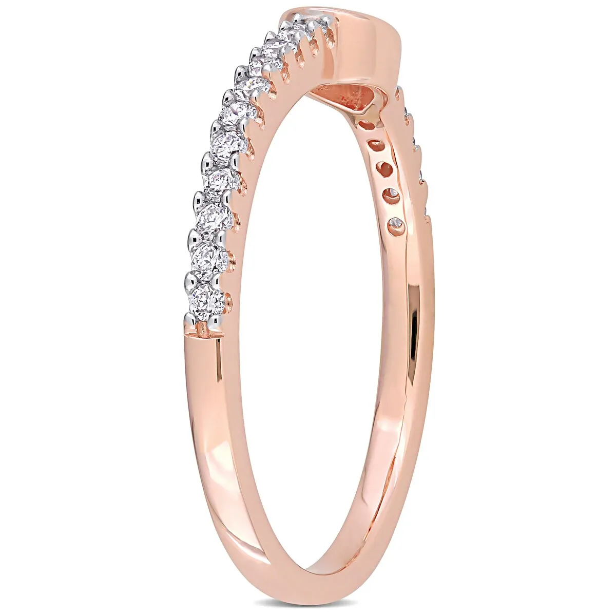 Miadora 14k Rose Gold 1/3ct TDW Pear and Round-cut Diamond Anniversary Wedding Band Ring sold by Zulily product image thumbnail 3