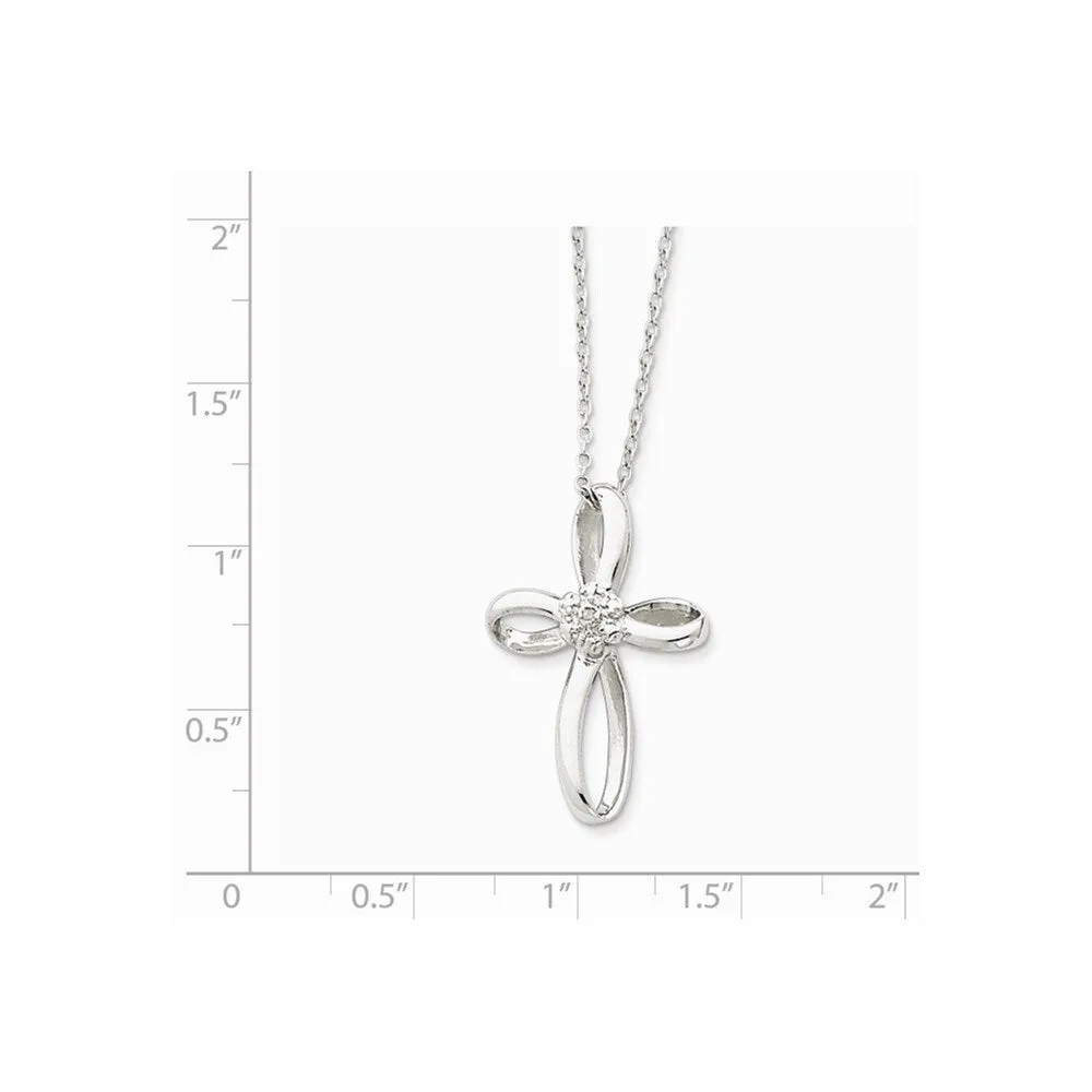 Curata Sterling Silver 18" Genuine Diamond Infinity Ribbon Cross Necklace - 17x35mm sold by Zulily product image thumbnail 2