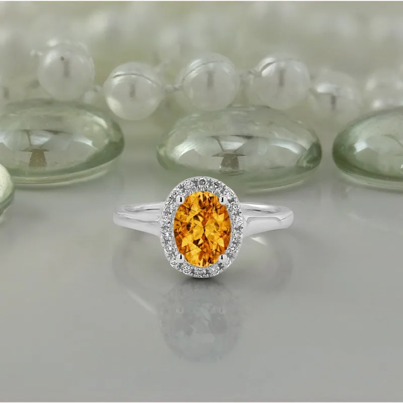 Auriya Classic 1ct Oval Citrine and Halo Diamond Engagement Ring 1/8cttw 14k Gold sold by Zulily