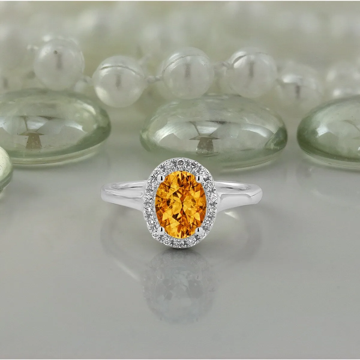 Auriya Classic 1ct Oval Citrine and Halo Diamond Engagement Ring 1/8cttw 14k Gold sold by Zulily