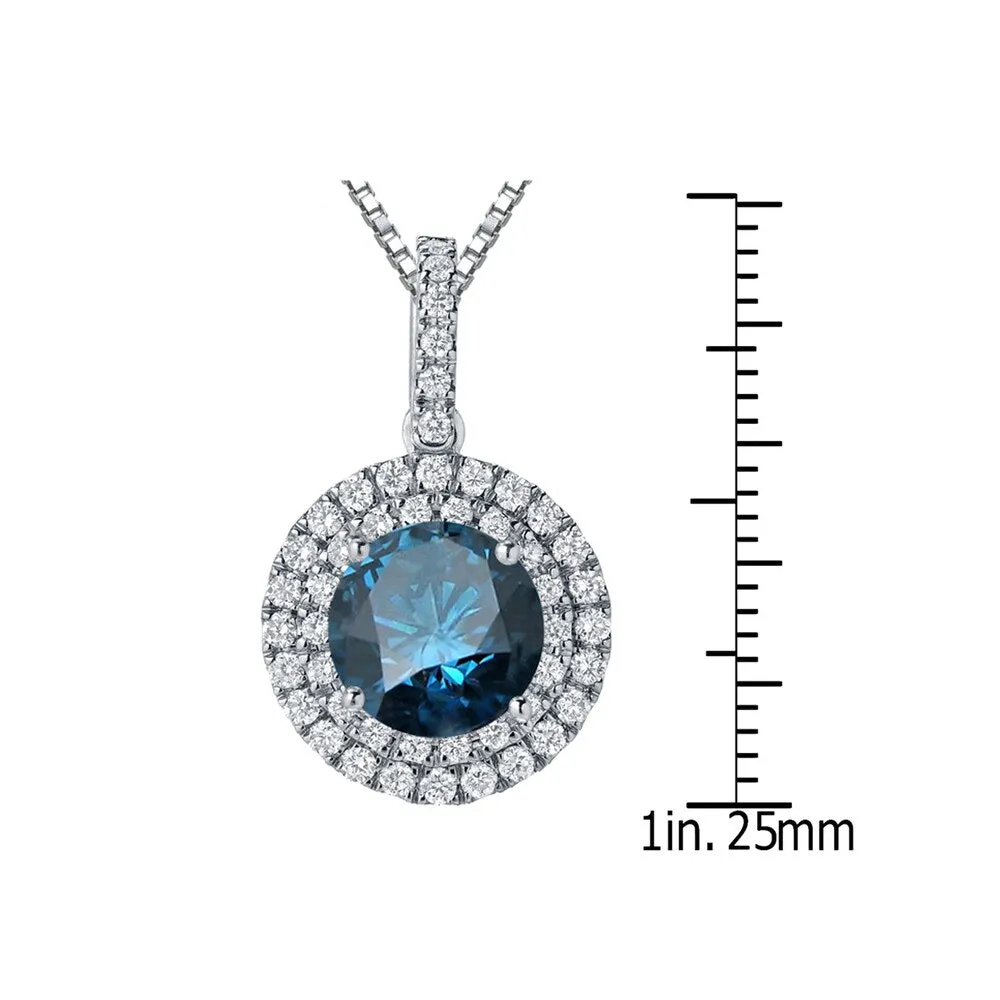 Auriya 2 3/5ctw Round Double Halo Blue Diamond Necklace 14k Gold (SI2-SI3) sold by Zulily product image thumbnail 3