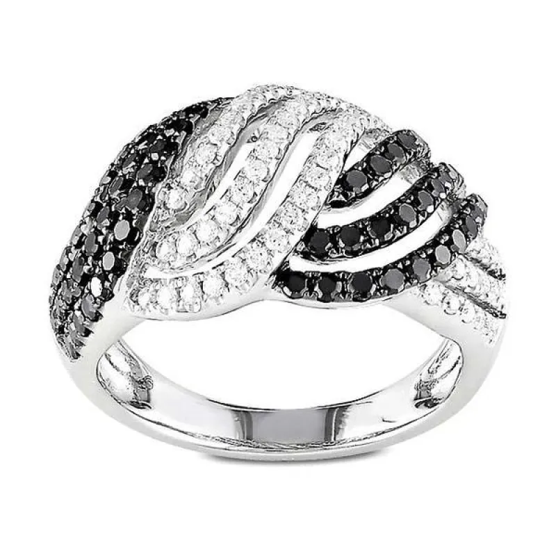 Miadora Signature Collection 14k Gold 1ct TDW Black and White Woven Diamond Ring sold by Zulily