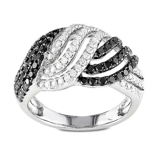 Miadora Signature Collection 14k Gold 1ct TDW Black and White Woven Diamond Ring sold by Zulily