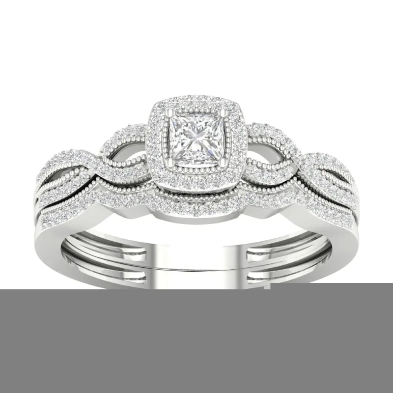 De Couer 10k Gold 3/8ct TDW Diamond Halo Bridal Ring sold by Zulily