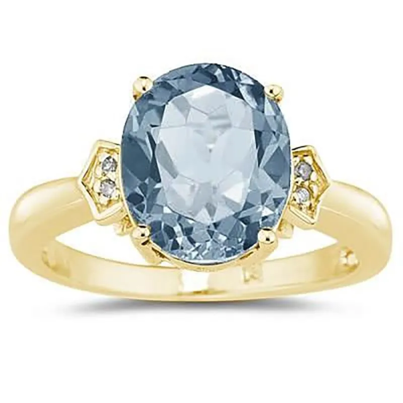 Aquamarine and Diamond Ring in 10K Yellow Gold sold by Zulily