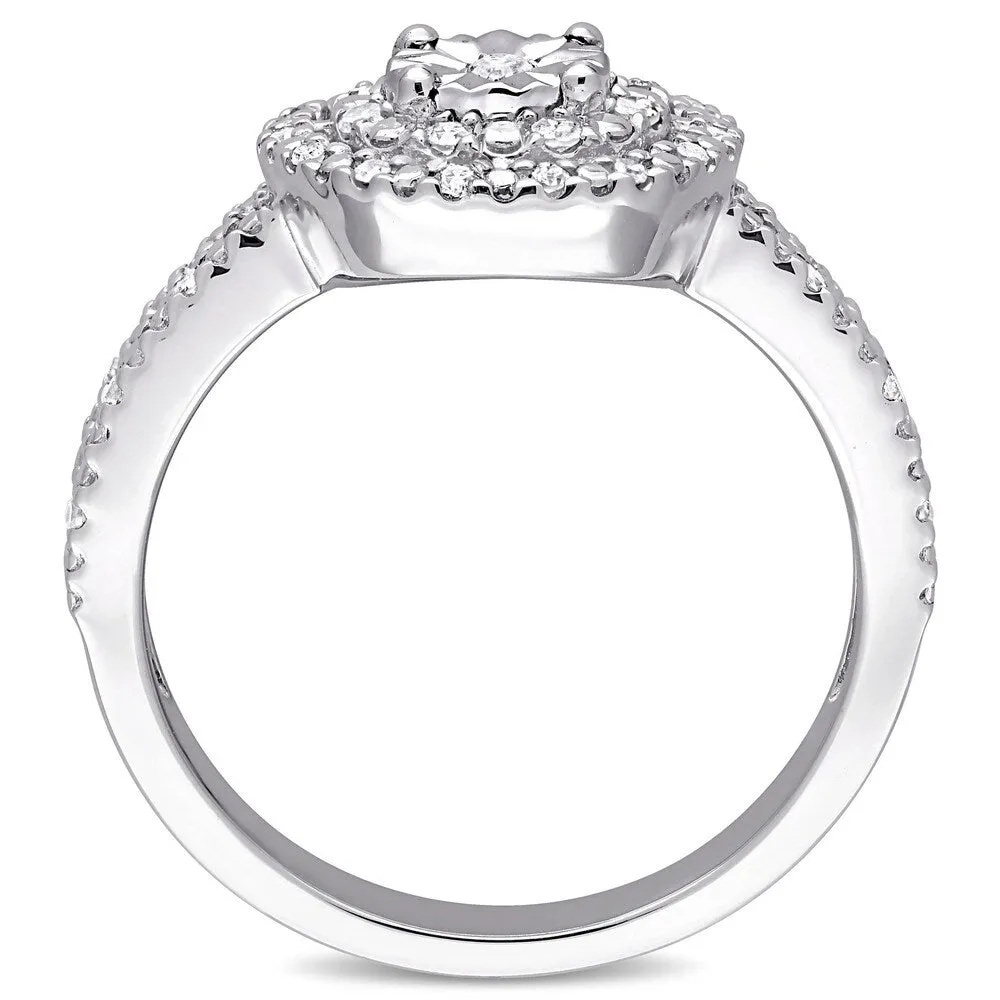 Miadora Sterling Silver Diamond Double Halo Engagement Ring sold by Zulily product image thumbnail 3