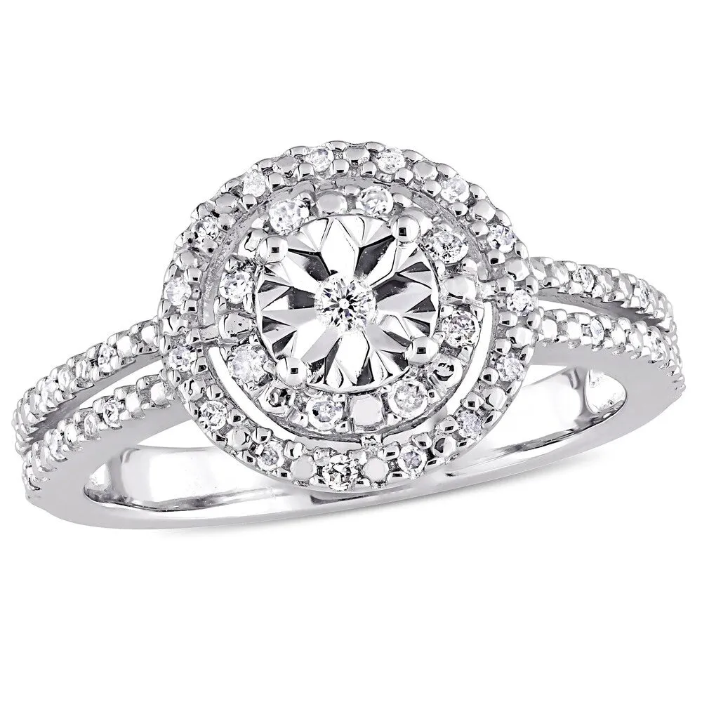 Miadora Sterling Silver Diamond Double Halo Engagement Ring sold by Zulily product image thumbnail 2