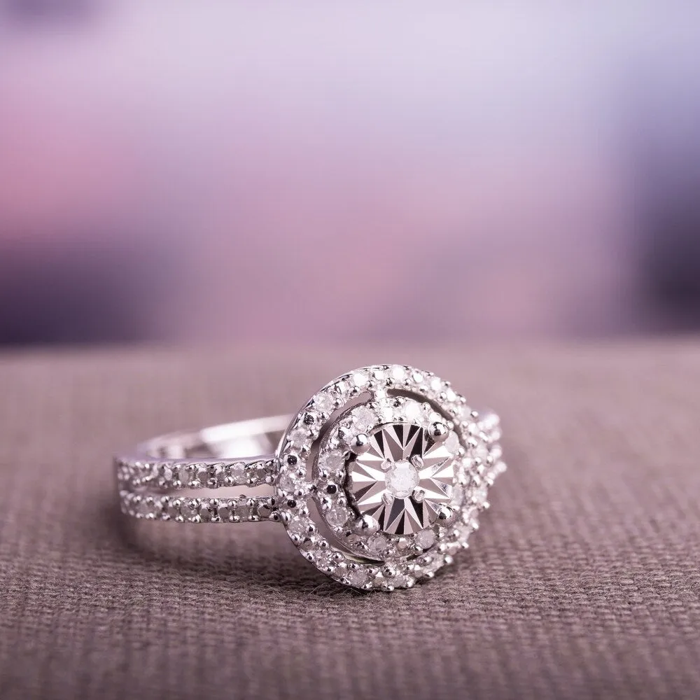 Miadora Sterling Silver Diamond Double Halo Engagement Ring sold by Zulily