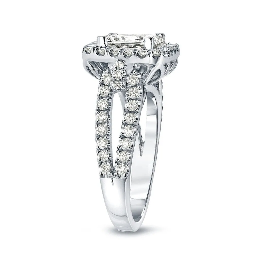 Auriya Modern 1 3/4ctw Princess-Cut Halo Diamond Engagement Ring 14k Gold Certified sold by Zulily product image thumbnail 4