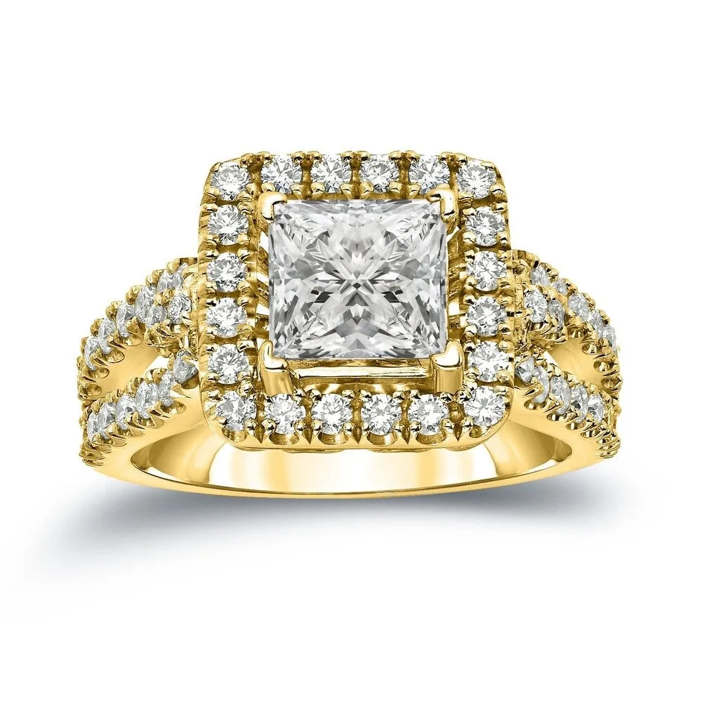Auriya Modern 1 3/4ctw Princess-Cut Halo Diamond Engagement Ring 14k Gold Certified sold by Zulily product image thumbnail 2