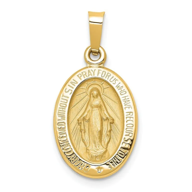 Curata 14k Yellow Gold 18" Small Satin Miraculous Medal Necklace - 23x12mm sold by Zulily