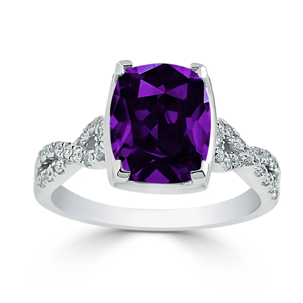 Auriya 2 1/3ct Cushion-cut Purple Amethyst and Diamond Engagement Ring 1/5ctw 14kt Gold sold by Zulily product image thumbnail 3