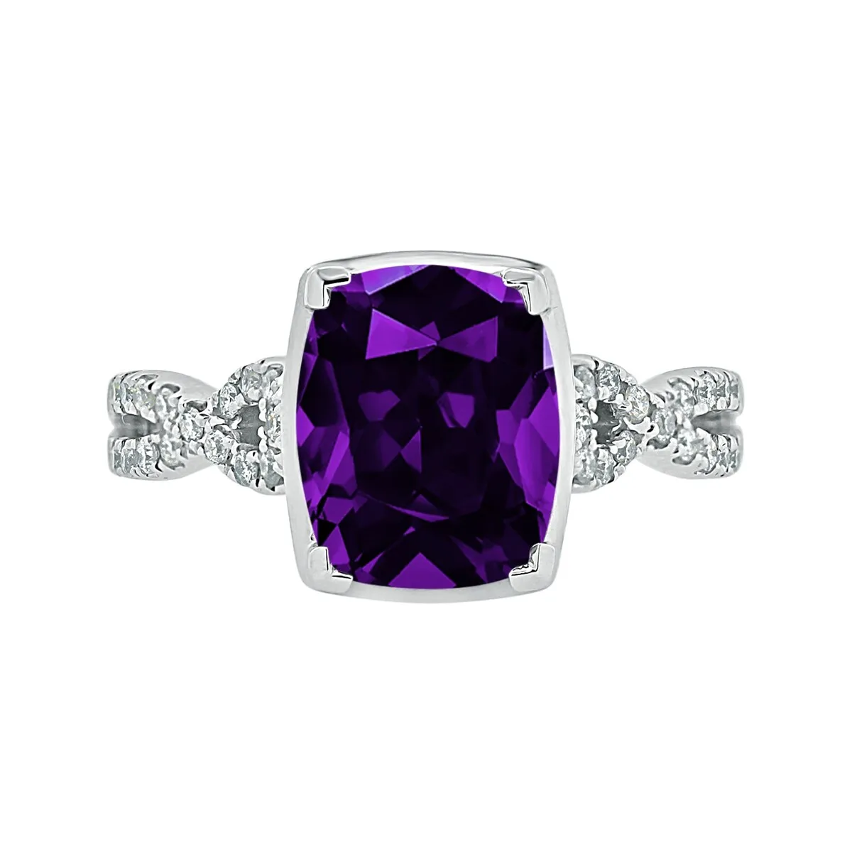 Auriya 2 1/3ct Cushion-cut Purple Amethyst and Diamond Engagement Ring 1/5ctw 14kt Gold sold by Zulily product image thumbnail 2