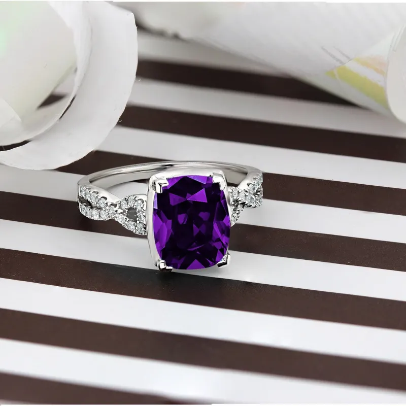 Auriya 2 1/3ct Cushion-cut Purple Amethyst and Diamond Engagement Ring 1/5ctw 14kt Gold sold by Zulily