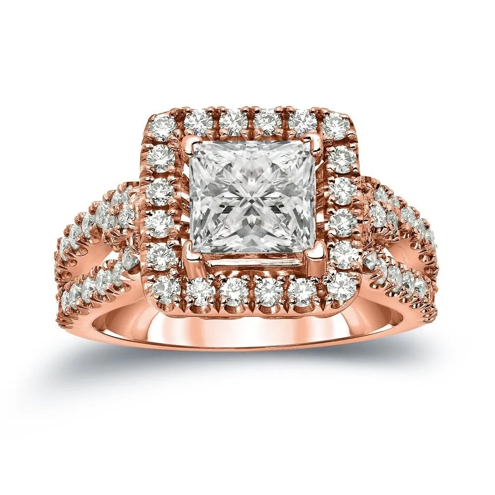 Auriya Modern 1 3/4ctw Princess-Cut Halo Diamond Engagement Ring 14k Gold Certified sold by Zulily product image thumbnail 3