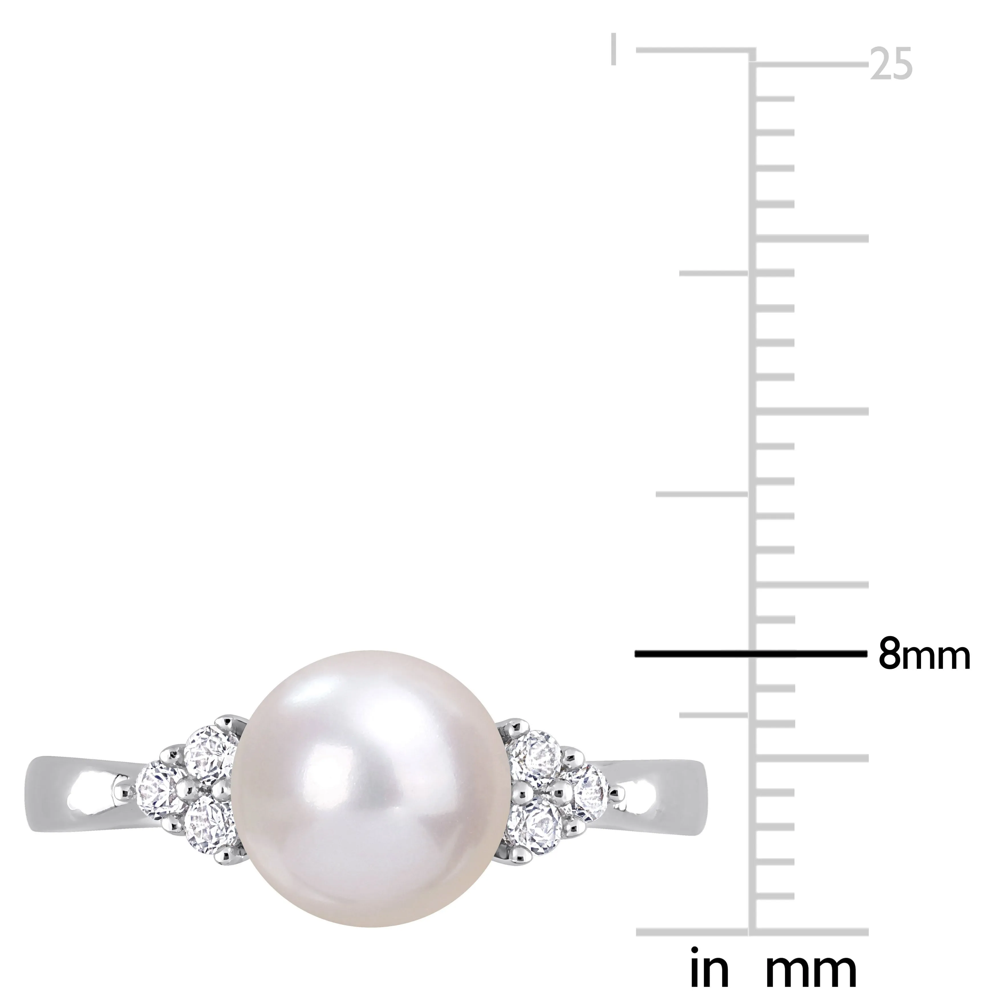 Miadora 8-8.5mm Cultured Freshwater Pearl and 1/4ct TGW White Topaz Ring in Sterling Silver sold by Zulily product image thumbnail 4