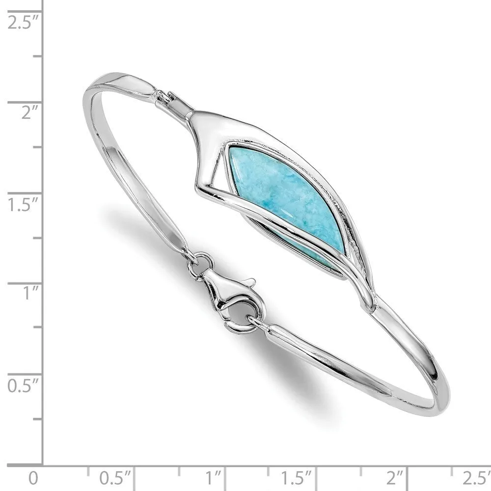 Curata 925 Sterling Silver 7" 12.5mm Modern Abstract Larimar Soft Bangle Bracelet sold by Zulily product image thumbnail 2