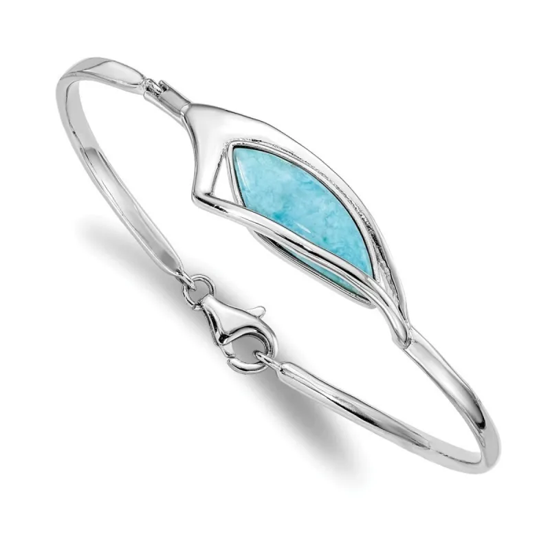 Curata 925 Sterling Silver 7" 12.5mm Modern Abstract Larimar Soft Bangle Bracelet sold by Zulily