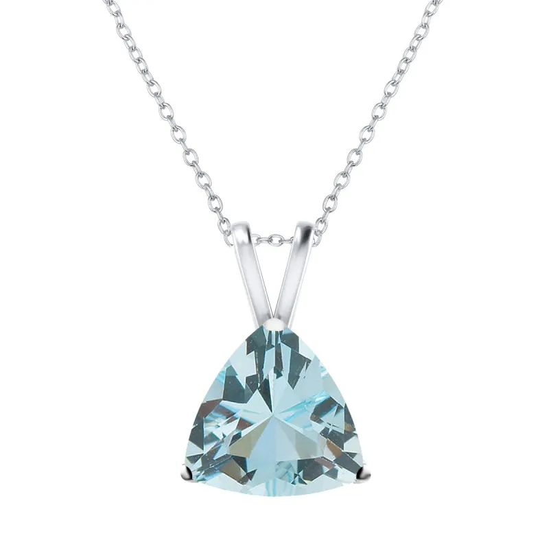Sterling Silver Aquamarine Solitaire Pendant with 18"Chain 2"Extension sold by Zulily