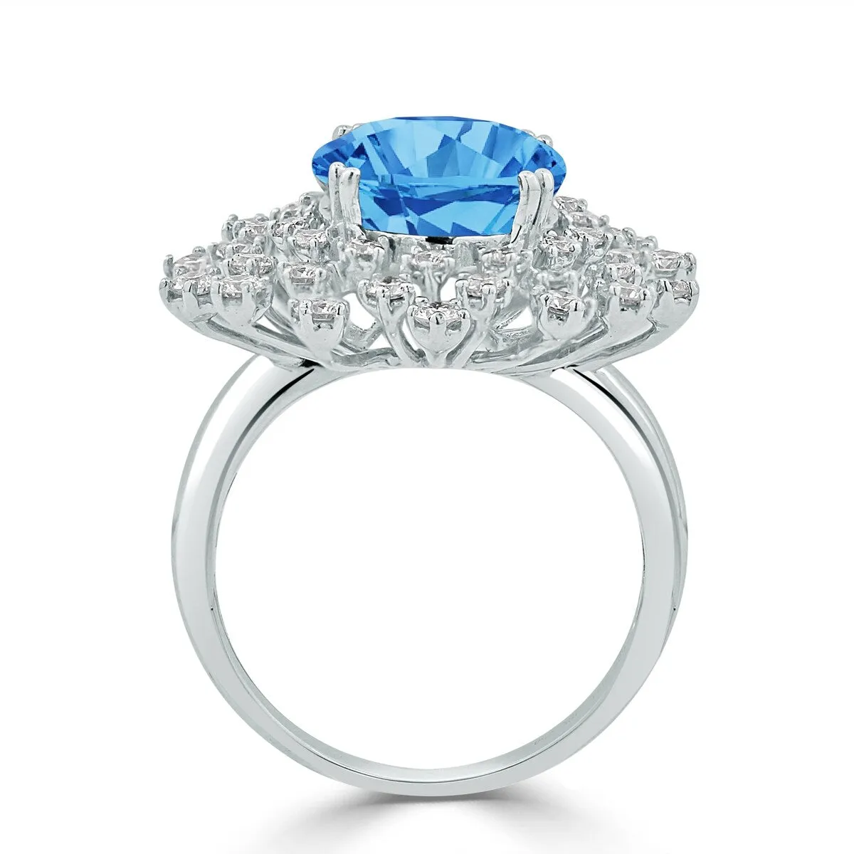 Auriya 4 3/4ct Fancy Oval Swiss Blue Topaz Halo Diamond Engagement Ring 1ctw 18K Gold sold by Zulily product image thumbnail 4