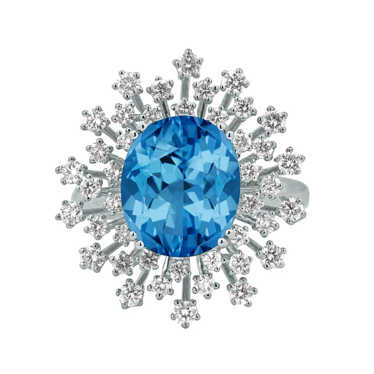 Auriya 4 3/4ct Fancy Oval Swiss Blue Topaz Halo Diamond Engagement Ring 1ctw 18K Gold sold by Zulily product image thumbnail 2